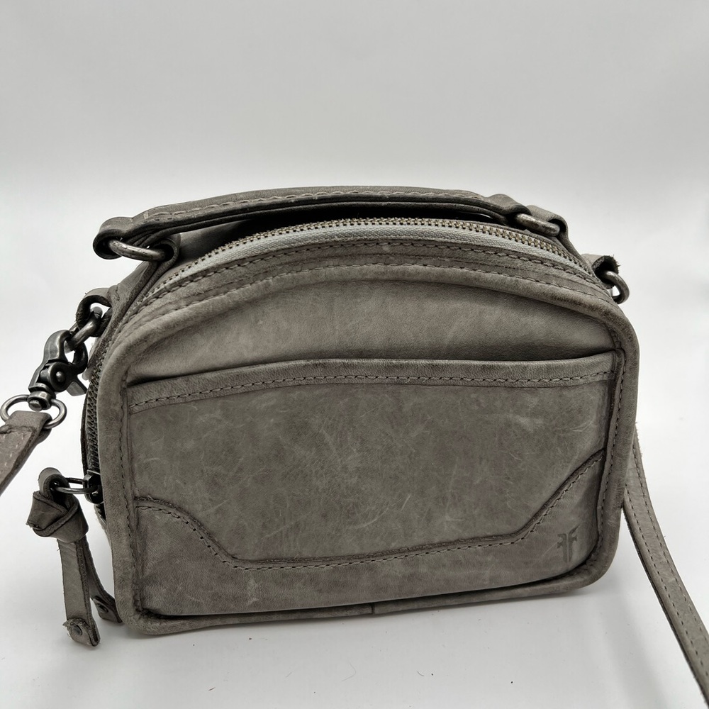 Gray Leather Frye Crossbody Bag